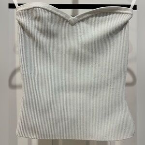 Babaton white Ribbed Sleeveless Tank Top